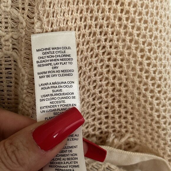 CHICOS Shirt Ivory tassel Fringe Beaded Layered look Woven Tunic Top 4 XXL 1x - Picture 7 of 10